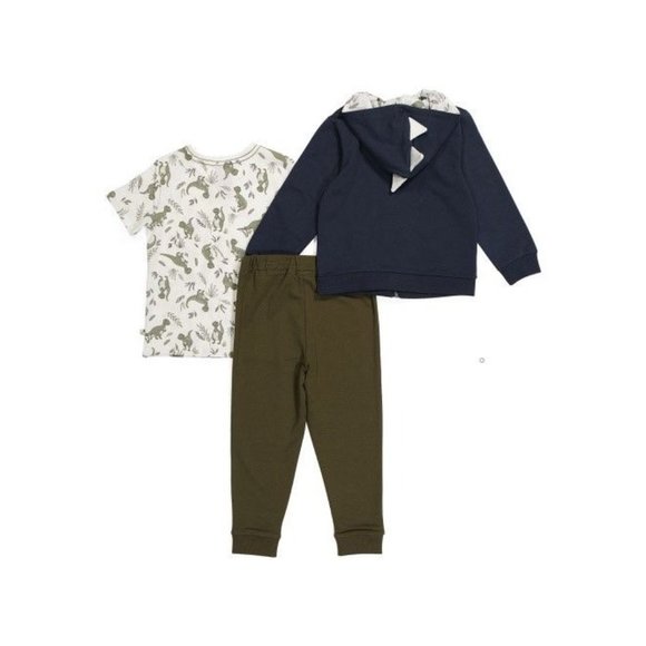 FIERCE FRANK Toddler Boys 3pc Dino Hoodie & Pants Set Navy Multi Size 2T - Picture 2 of 2